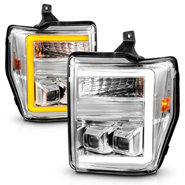 【USA在庫あり】 ANZO 08-10 フォード F-250 - F-550 Super Duty プロジェクターヘッドライト w/ Light Bar Switchback クローム Housing anz111587 HD店