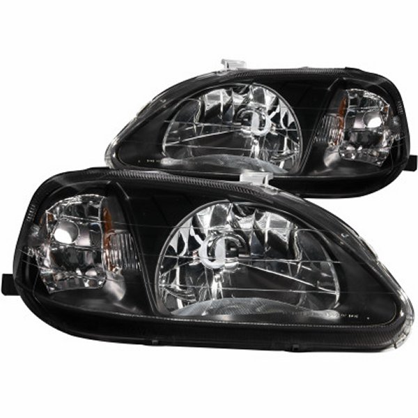 【USA在庫あり】 ANZO 1999-2000 ホンダ Civic Crystal ヘッドライト Black anz121070 HD店