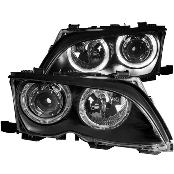 【USA在庫あり】 ANZO 2002-2005 BMW 3シリーズ E46 プロジェクターヘッドライト w/ Halo Black anz121140 HD店