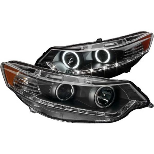 【USA在庫あり】 ANZO 2009-2012 Acura Tsx プロジェクターヘッドライト w/ Halo ブラック (CCFL) (HID Compatible) anz121393 HD店