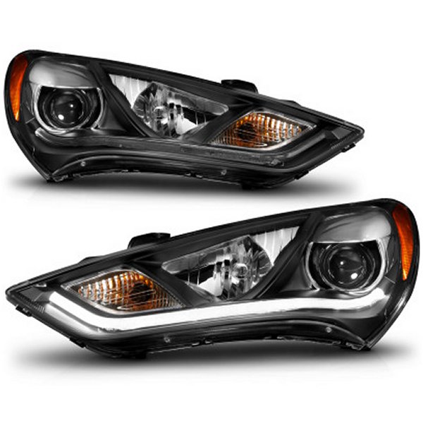 【USA在庫あり】 ANZO 2013-2015 ヒュンダイ Genesis プロジェクターヘッドライト w/ Plank Style Design ブラック (HID Compatible) anz121511 HD店