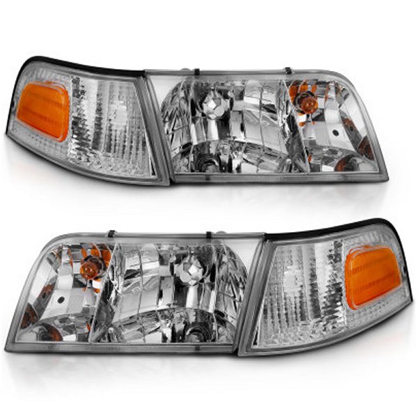 【USA在庫あり】 ANZO 1998-2005 フォード Crown Victoria Crystal Headlight クローム With Bumper Light (OE) anz121556 HD店