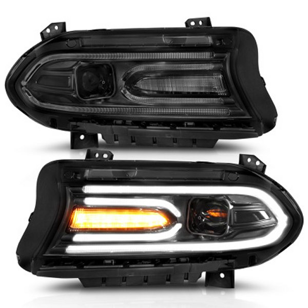【USA在庫あり】 ANZO 15年-18年 Dodge Charger プロジェクターヘッドライト Plank Style Black anz121559 HD店