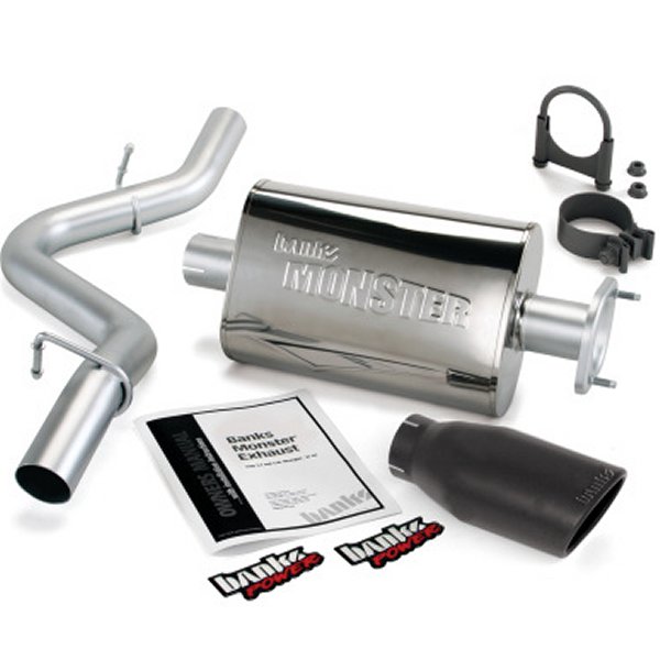 【USA在庫あり】 Banks Power 04年-06年 Jeep 4.0L ラングラー Unlimited Monster Exhaust Sys - SS Single Exhaust w/ ブラック Tip gbe51315-B HD店