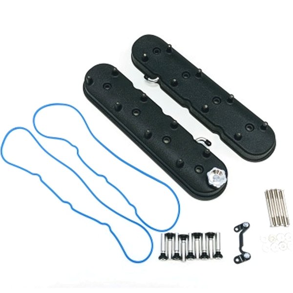 【USA在庫あり】 Granatelli 96-22 GM LS Tall Valve Cover w/Angled Coil Mounts ブラック Wrinkle (Pair) gms640362 HD店