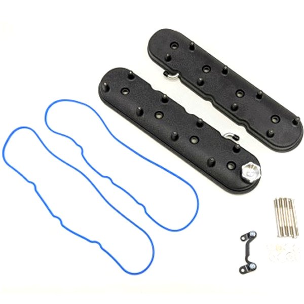 【USA在庫あり】 Granatelli 96年-22年 GM LS Standard Hieght バルブ Cover w/Angled コイル Mount - ブラック Wrinkle (2個) gms640367 HD店