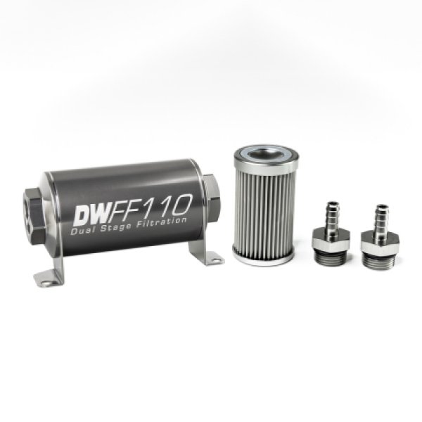 【USA在庫あり】 DeatschWerks Stainless Steel 5/16in 10 Micron Universal Inline フューエル フィルター Housing キット (110mm) dwk8-03-110-010K-516 HD店