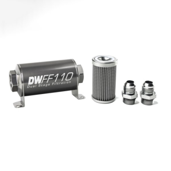 【USA在庫あり】 DeatschWerks Stainless Steel 10AN 100 Micron Universal Inline フューエル フィルター Housing キット (110mm) dwk8-03-110-100K-10 HD店