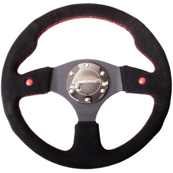 【USA在庫あり】 NRG Reinforced ステアリングホイール (320mm) Blk Suede w/Dual Buttons nrgRST-007S HD店