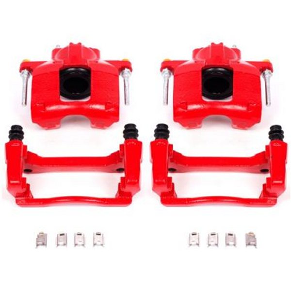 【USA在庫あり】 Power Stop 07年-18年 ジープ ラングラー JK フロント レッド Calipers w/ブラケットs - 2個 psbS5044 HD店