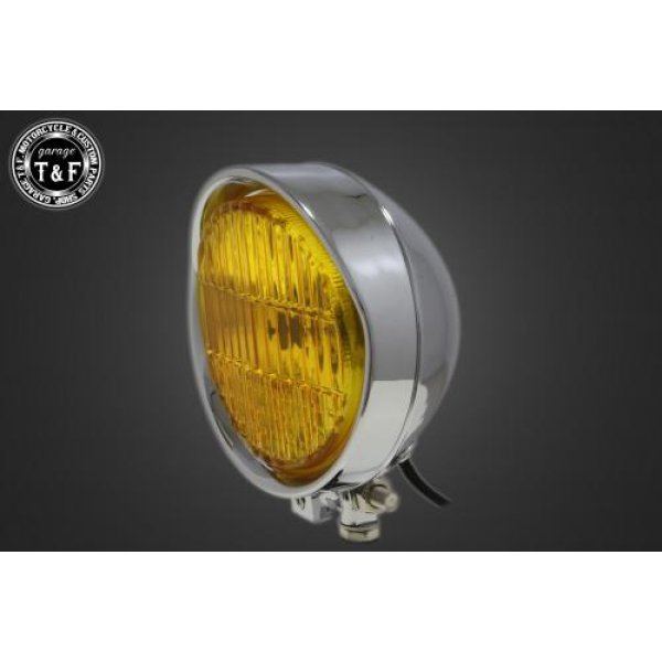 ガレージT＆F 5.5インチバイザーヘッドライト+ステー DS1100STD メッキ/イエロー 4020615 HD店