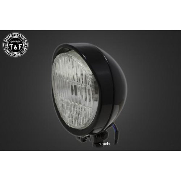 ガレージT＆F 5.5インチバイザーヘッドライト+ステー グラストラッカー ブラック/クリア 4020639 HD店