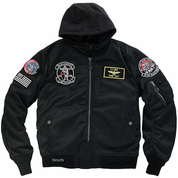 HTVA-2321S ヒューストン HOUSTON 春夏モデル メッシュジャケット MA-1 BLACK KNIGHTS 黒 4XLサイズ HTVA2321SBK4 HD店