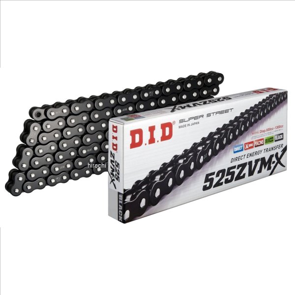 525ZVM-X-100L ZJ カシメ BLACK DID 大同工業 チェーン 525ZVM-X シリーズ 黒 100L カシメ 4525516470155 HD店|ヒロチー商事 ハーレー 店