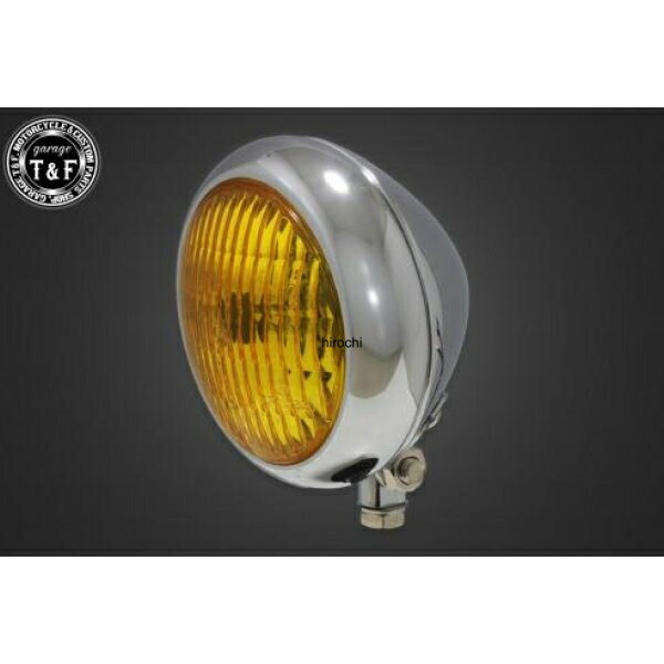 ガレージT&F 4.5in トラクターヘッドライト メッキ/イエローレンズ+ステーE W400(W650、W800) 4023034 HD店 5,148円
