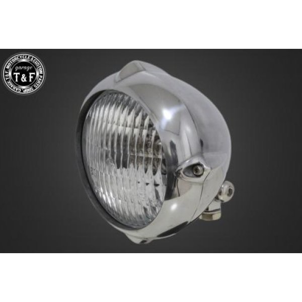 ガレージT&F 4.5in ビンテージヘッドライト(ポリッシュ)クラシックレンズ(クリアー)+ステーC SR400 4021495 HD店