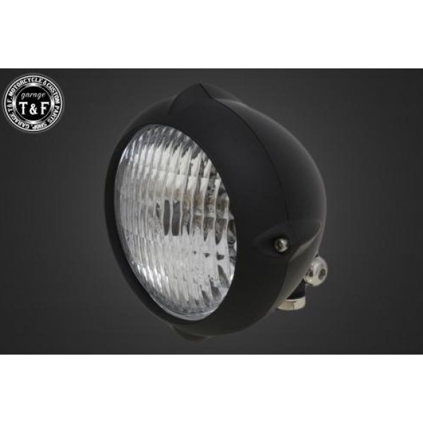 ガレージT&F 4.5in ビンテージヘッドライト(マットブラック)クラシックレンズ(クリアー)+ステーE 250TR 4021549 HD店