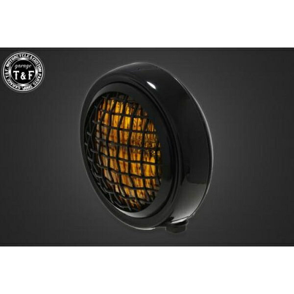 ガレージT&F 4.5in グリルヘッドライト(ブラック)イエローレンズ+ステーD スティード400(VLS) 4024019 HD店