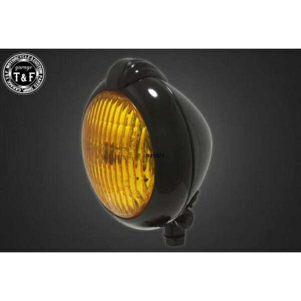 ガレージT&F 4.5in ユニティタイプヘッドライト(ブラック)イエローレンズ+ステーA DS400 4022142 HD店