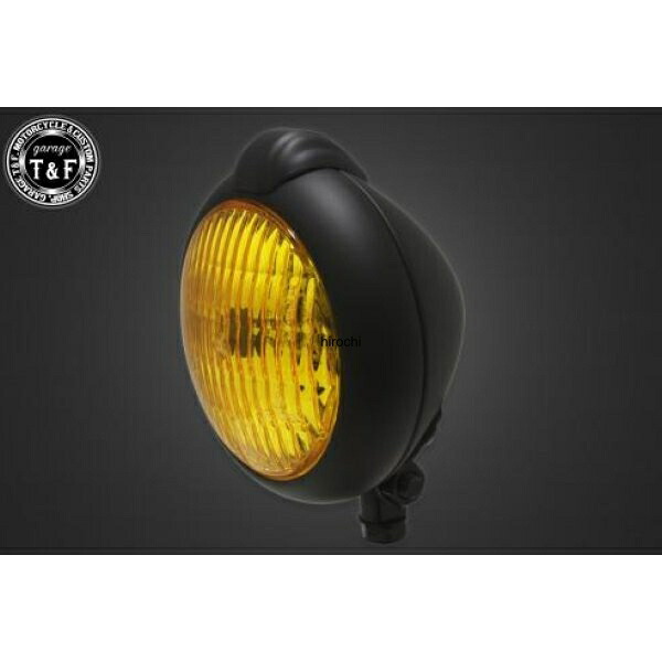 ガレージT&F 4.5in ユニティタイプヘッドライト(マットブラック)イエローレンズ+ステーC SR400 4022189 HD店
