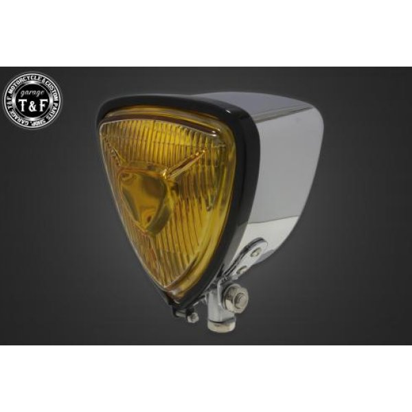 ガレージT&F トライアングルヘッドライト(ブラック/メッキ)イエローレンズ+ステーD スティード400(VLS) 4021993 HD店｜ヒロチー商事 ハーレー 店