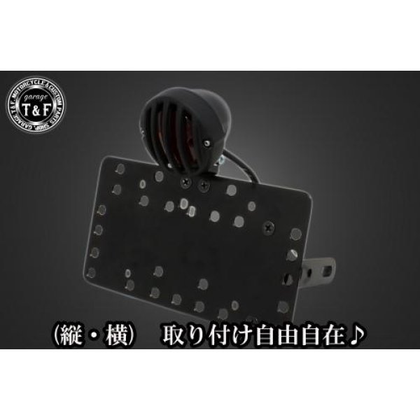 ガレージT&F サイドナンバーキット&バードゲージテールランプ(スモールタイプ)ブラック/ブラック+ステー TW200/225 SN0597 HD店