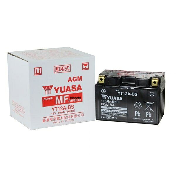 【メーカー在庫あり】 NBS バイクパーツセンター 台湾YUASA ユアサ バッテリー 液入り充電済み YT12A-BS 113610 HD店