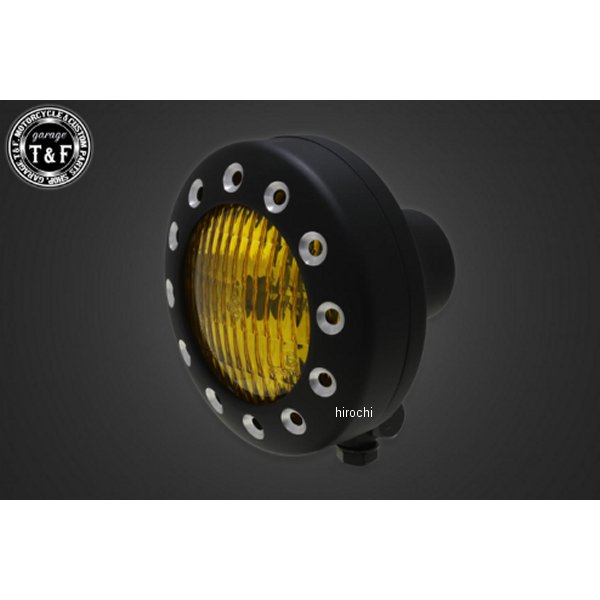 ガレージT&F 4.5インチドリルドヘッドライト(マットブラック)イエローレンズ バルカン400クラシック 4024425 HD店