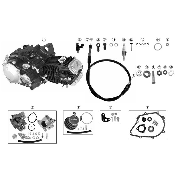 05-08-0657 SP武川 コンプリートエンジン (4V+R-181cc/WET) ホンダ モンキー125 01-00-1806 HD店