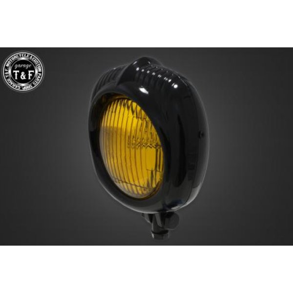 ガレージT&F エレクトロライン54レプリカヘッドライト(ブラック)イエローレンズ+ステーA バルカン400(II) 4022944 HD店