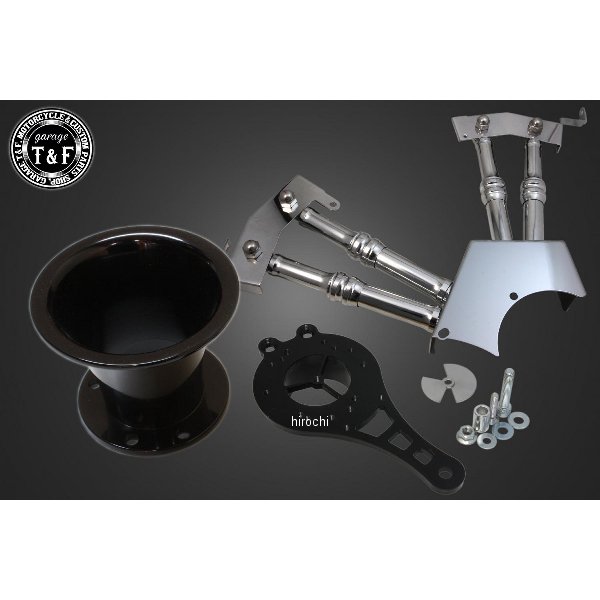 ガレージT&F ファンネル (ブラック) &プッシュロッドカバー (メッキ) SET ドラッグスター250 7082521 HD店
