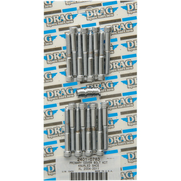 【USA在庫あり】 DRAG ボルトキット プライマリカバーセット 04年以降 XL クローム/ローレット 2401-0783 HD店