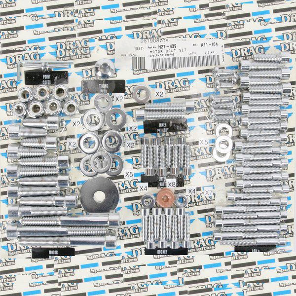 【USA在庫あり】 DRAG ボルトキット エンジン全体 87年-94年 FXR/FLT クローム/無地 DS-190870S HD店