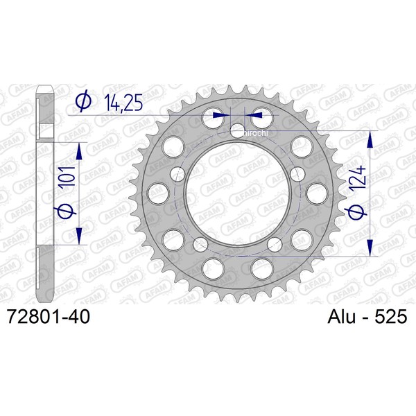 【メーカー在庫あり】 アファム AFAM リアスプロケット 40T/525 アプリリア 98年-99年 RSV1000/MILLE/R RSV1000/ミレ/R 等 72801-40 HD店