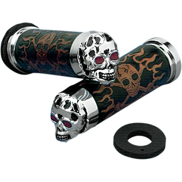 【USA在庫あり】 DRAG グリップ スカル スロットルスリーブ無し 赤眼 DS-243256 HD店|ヒロチー商事 ハーレー 店