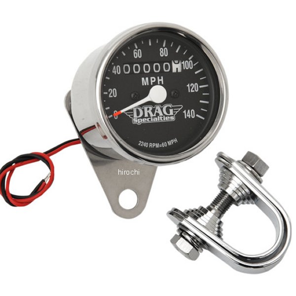 【USA在庫あり】 DRAG 機械式スピードメーター(140MPH) 2.37インチ(60mm) 2240:60 クローム/黒 DS-244132 HD店｜ヒロチー商事 ハーレー 店