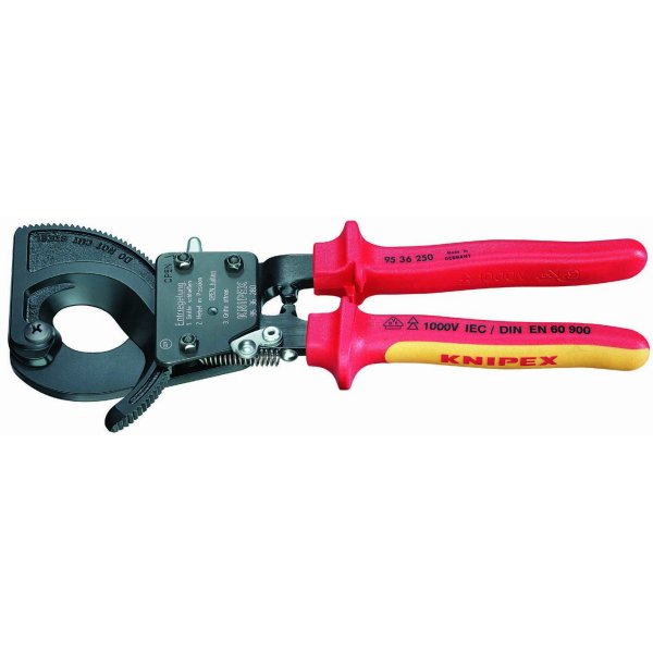 【メーカー在庫あり】 クニペックス KNIPEX 絶縁ケーブルカッター 1000V(ラチェット式 9536-250-KP HD店