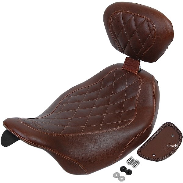 【USA在庫あり】 マスタング Mustang シート ソロ ワイド Tripper 08年以降 FLH ダイヤモンド ブラウン バックレスト付 mmp79811 HD店|ヒロチー商事 ハーレー 店
