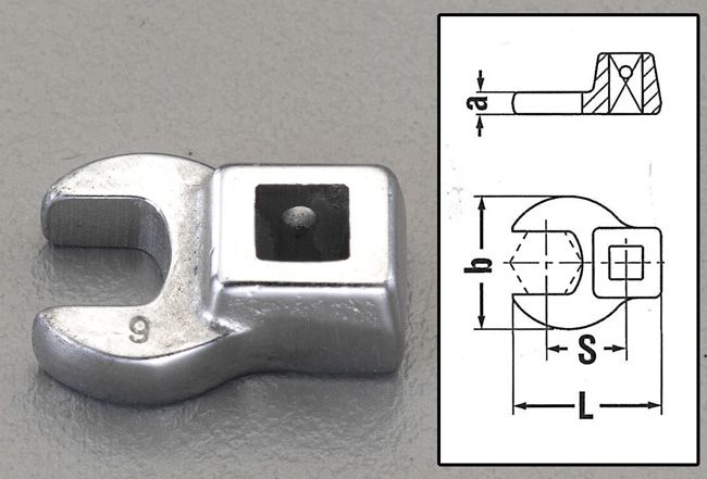 【メーカー在庫あり】 エスコ ESCO 1/4"sqx 9mm CROW-FOOT スパナ 000012226803 HD店｜ヒロチー商事 ハーレー 店