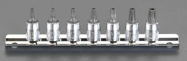 【メーカー在庫あり】 エスコ ESCO 1/4"sq 7個組Bore Torx ビットソケット 000012078949 HD店|ヒロチー商事 ハーレー 店
