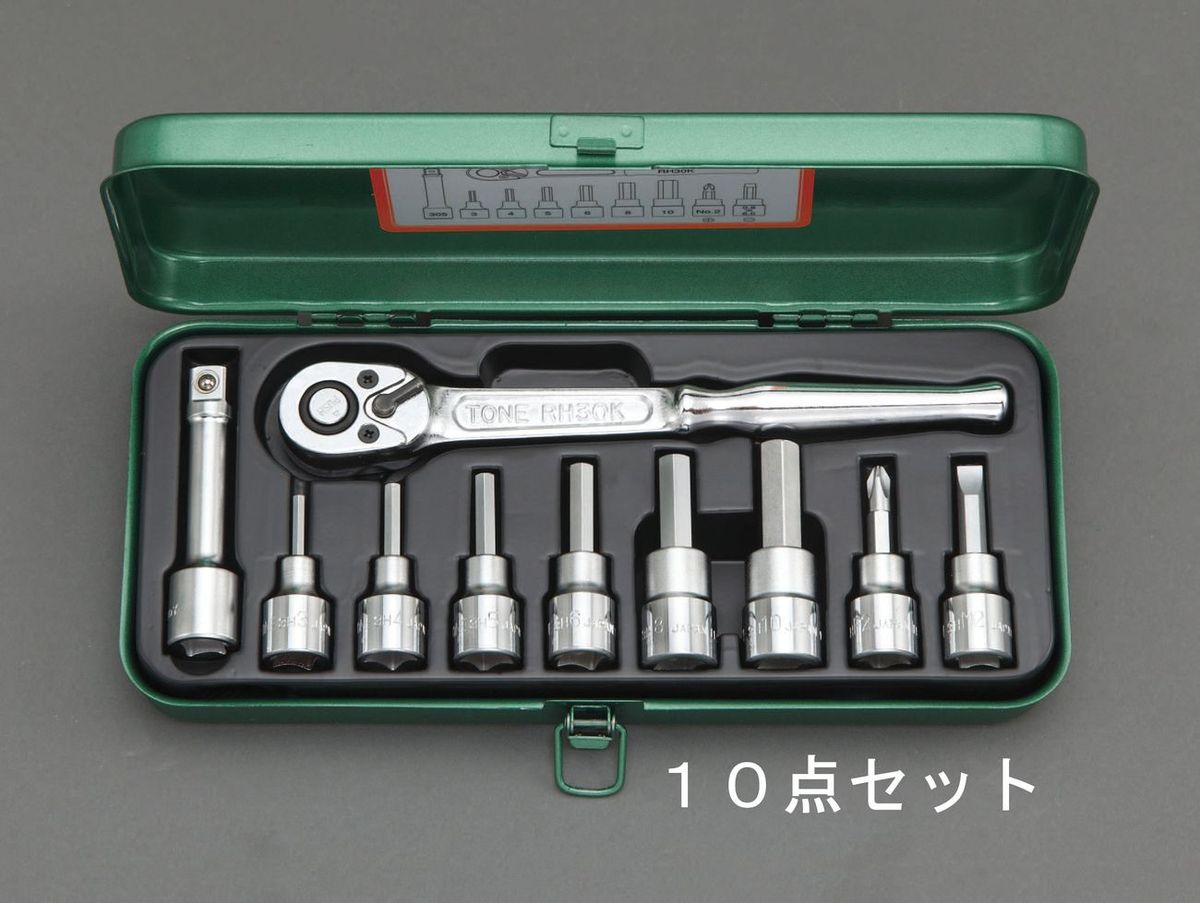 【メーカー在庫あり】 エスコ ESCO 3/8"sq ヘックスビットソケットレンチセット 000012226945 HD店｜ヒロチー商事 ハーレー 店