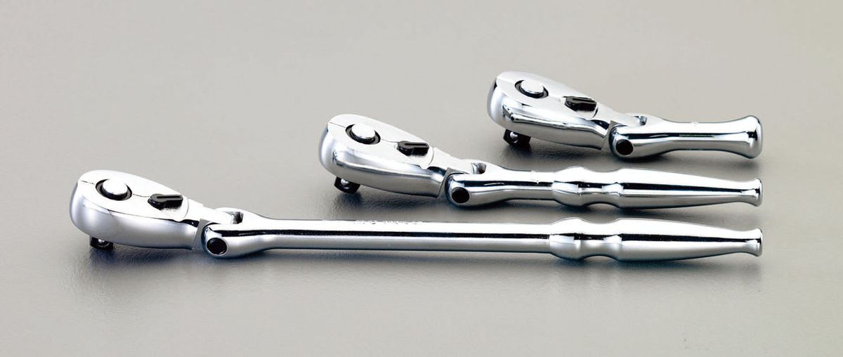 【メーカー在庫あり】 エスコ ESCO 1/4"sqx 80mm ショートラチェットハンドル 000012098729 HD店｜ヒロチー商事 ハーレー 店