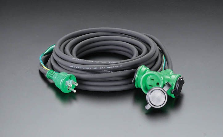 【メーカー在庫あり】 エスコ ESCO AC125V/15A/10m 延長コード 防雨型/黒 000012037600 HD店|ヒロチー商事 ハーレー 店