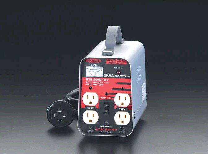 【メーカー在庫あり】 エスコ ESCO AC200V&rarr;AC100V/2.0KVA 降圧トランス 000012020109 HD店｜ヒロチー商事 ハーレー 店