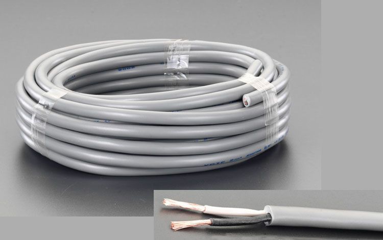 【メーカー在庫あり】 エスコ ESCO 300V/17A/ 20m ビニールキャブタイヤケーブル(灰) 000012090959 HD店