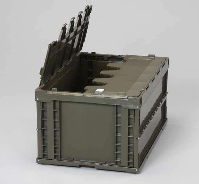 【メーカー在庫あり】 エスコ ESCO 649x439x340mm/75.9L 折畳コンテナ(OD色/蓋付) 000012203975 HD