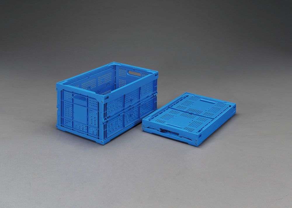 【メーカー在庫あり】 エスコ ESCO 530x366x271mm/40.0L 折畳コンテナ(メッシュ 青/2コ) 000012061664 HD