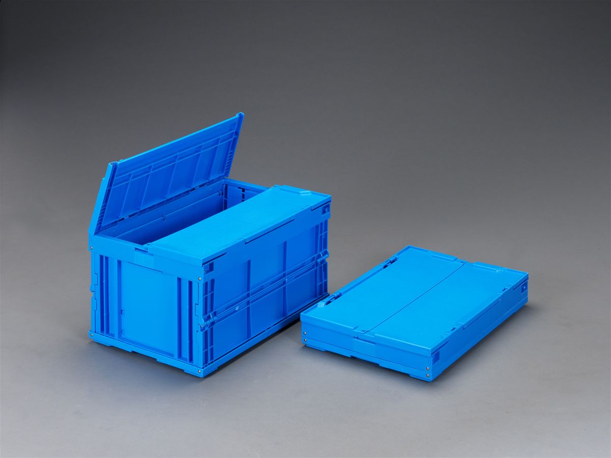 【メーカー在庫あり】 エスコ ESCO 530x366x320mm/48.0L 折畳コンテナ(青/蓋付/2個 000012061668 HD