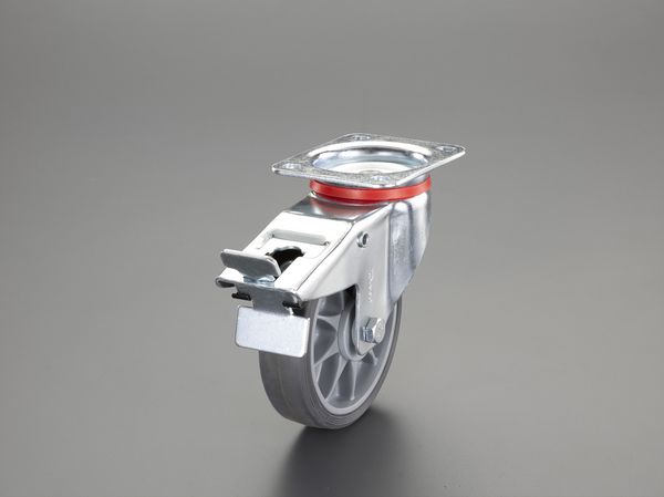 【メーカー在庫あり】 EA986PD-3 エスコ ESCO 200mm キャスター(自在・カバー・後輪ブレーキ付)|ヒロチー商事 ハーレー 店