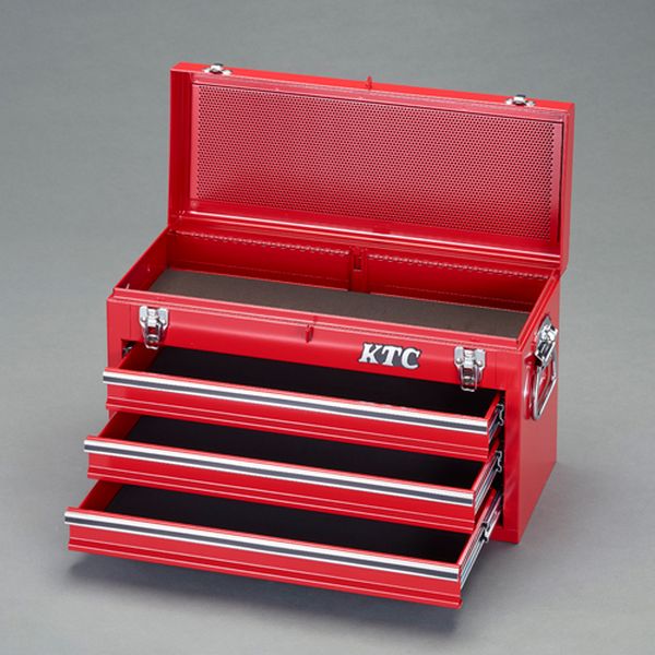 【製造業者店卸し資産あり】 エスコ ESCO 520x215x300粍/3段手道具収納家具(赤いこと) EA956A-81 固定ディスク店